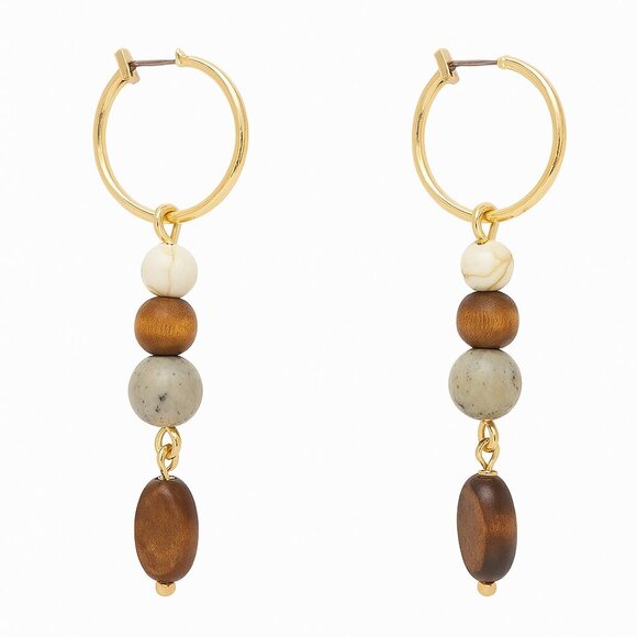 New Directions Gold Tone Stacked Bead Earrings - Picture 1 of 7